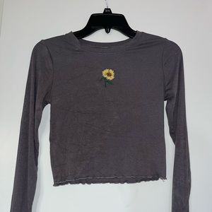 Long sleeve sunflower crop top